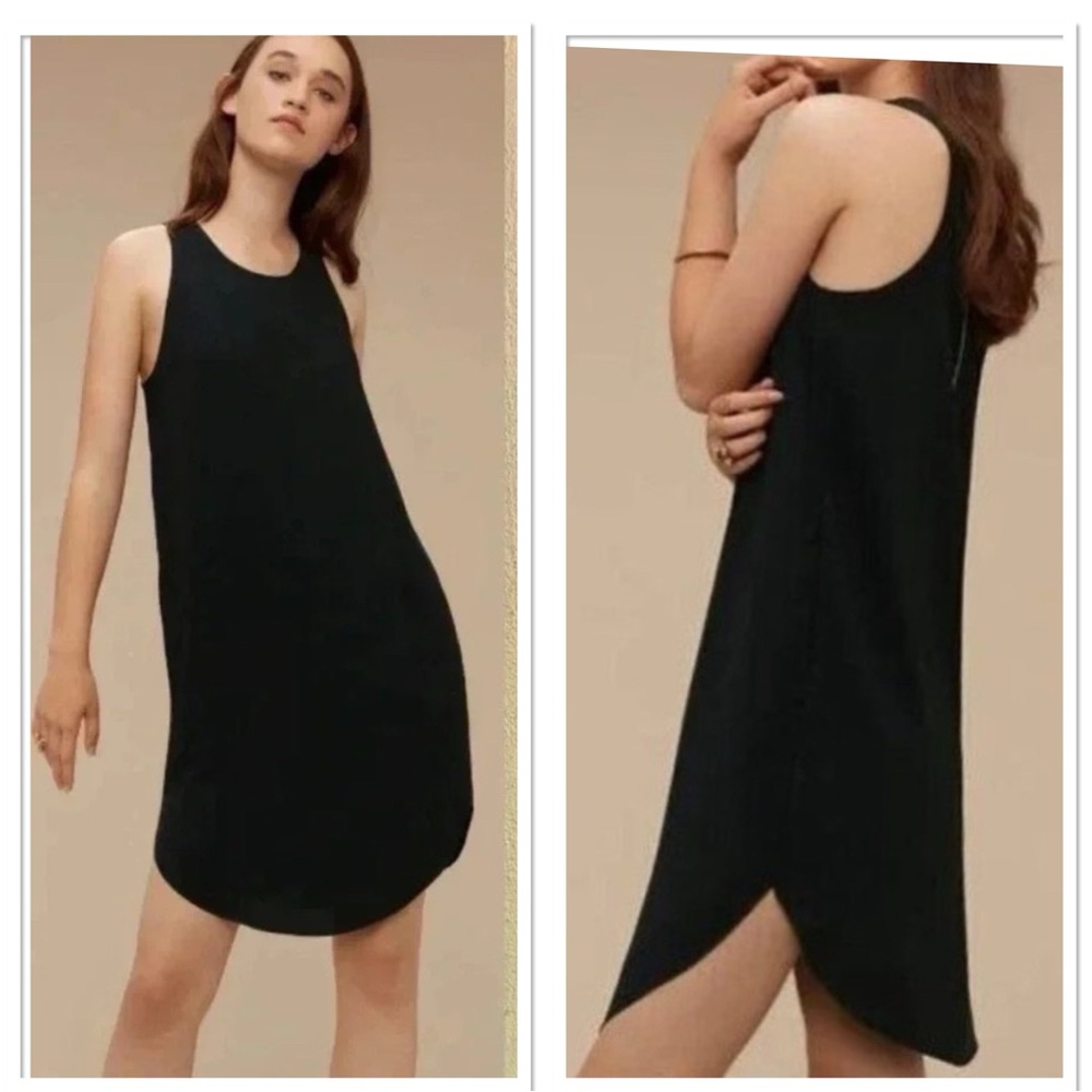Wilfred Aritzia Black Halter Sheath Dress Cocktail Zipper detail Size M